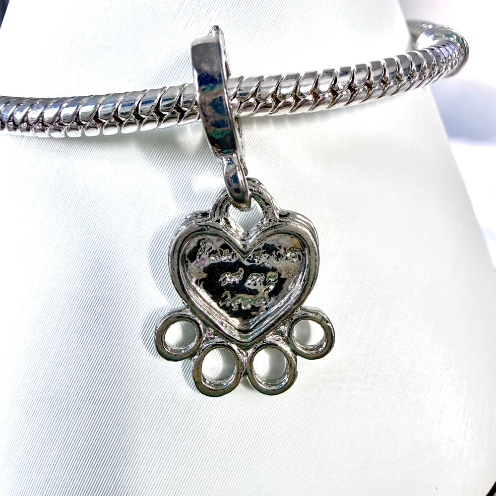 Pandora-like Dangle Puppy Paw Love Bead Charm Fits Snake Chain Bracelet